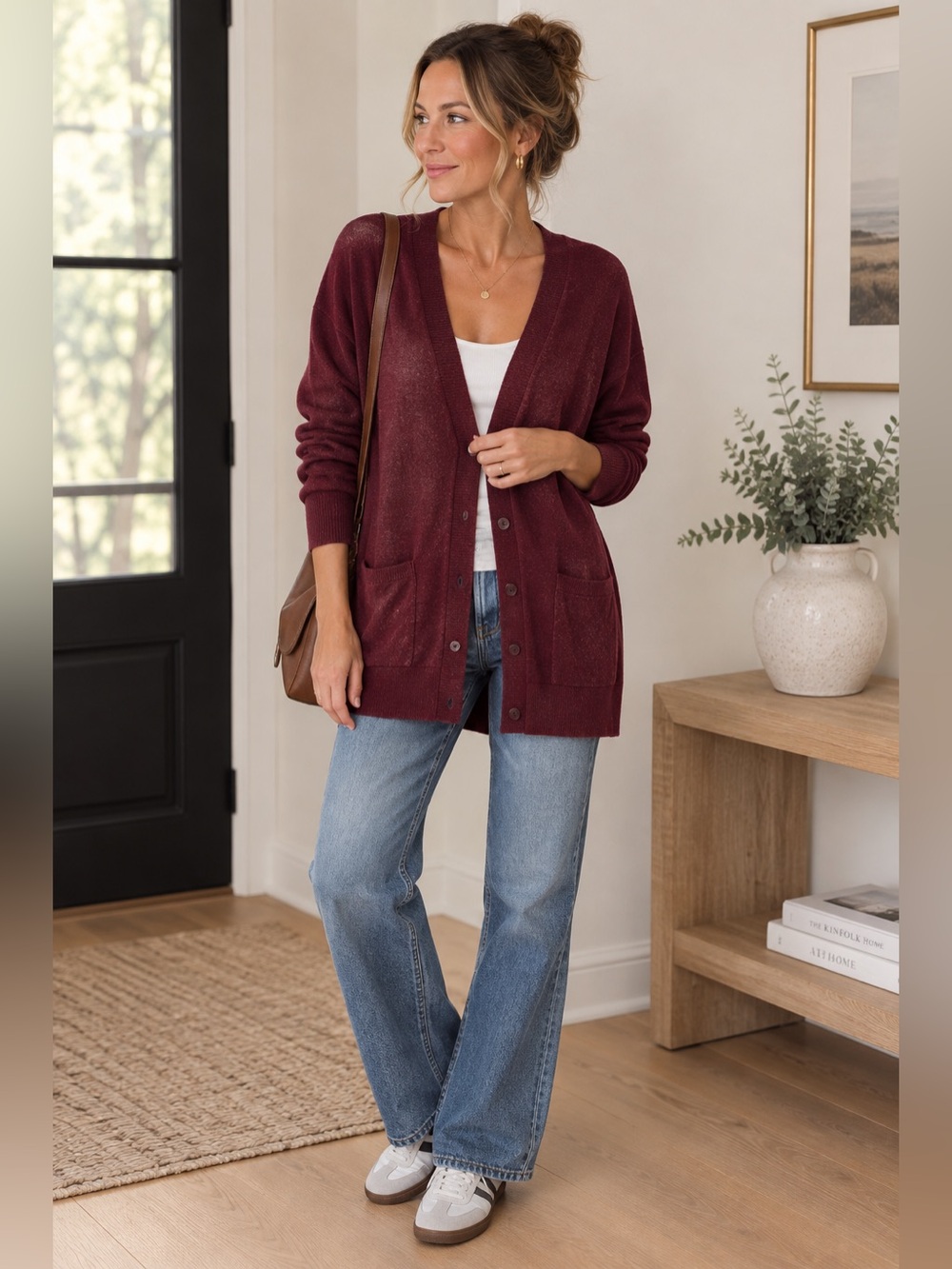 Old Navy Burgundy Boyfriend Cardigan